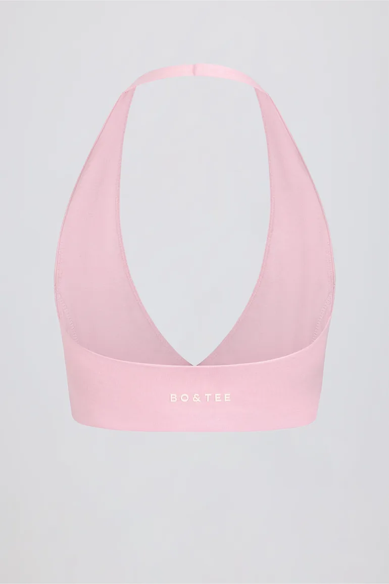 V-Neck Sports Bra in Pale Pink Marl - 6