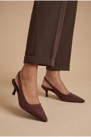 Trixie Faux Suede Slingback Kitten Heel Court Shoes