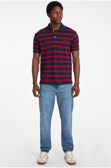 Guess Stripe Polo Tee Red