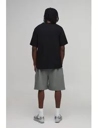 Baggy Fit Ribbed Jersey Shorts - khaki - 1