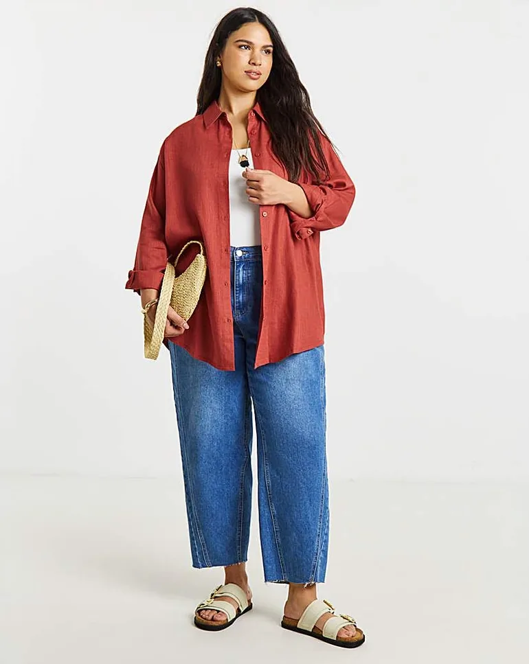 Rust Linen Boxy Shirt