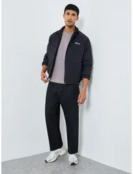 Men Black Solid Zip-Up Jacket - 1