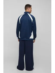 Tall Man Tricot Colour Block Funnel Neck Regular Fit Jacket - 1