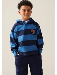 Marco Hooded Rugby Shirt - Blue - 1
