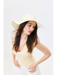 Wide Brim Straw Beach Hat - 1