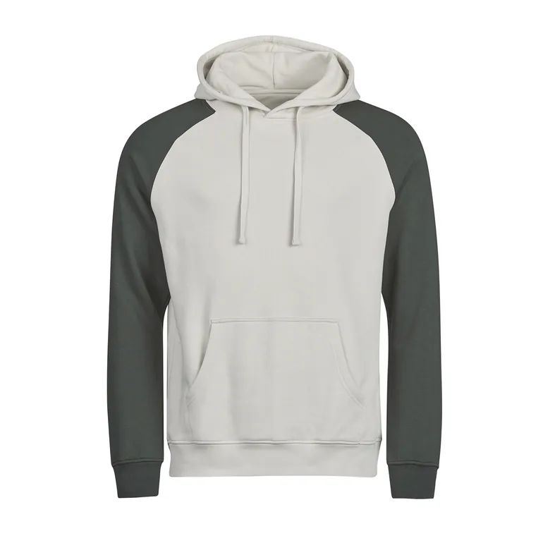 Tee Jays Mens Unlabeled Two Tone Hoodie - Cement/Dark Green