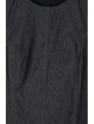 Navy Blue Gabardine Woven Large Size Dress - 2