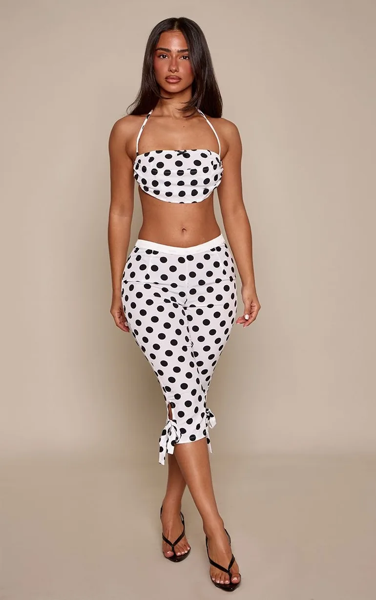 Petite White Polka Dot Tailored Capri Trousers