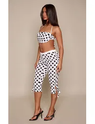 Petite White Polka Dot Tailored Capri Trousers - 1
