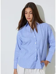 Blue Striped Long Sleeve Regular Fit Shirt - 1