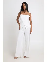 Bandeau Tailored Wide Leg Jumpsuit - ivory