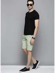 Men Green Slim Fit Solid Shorts
