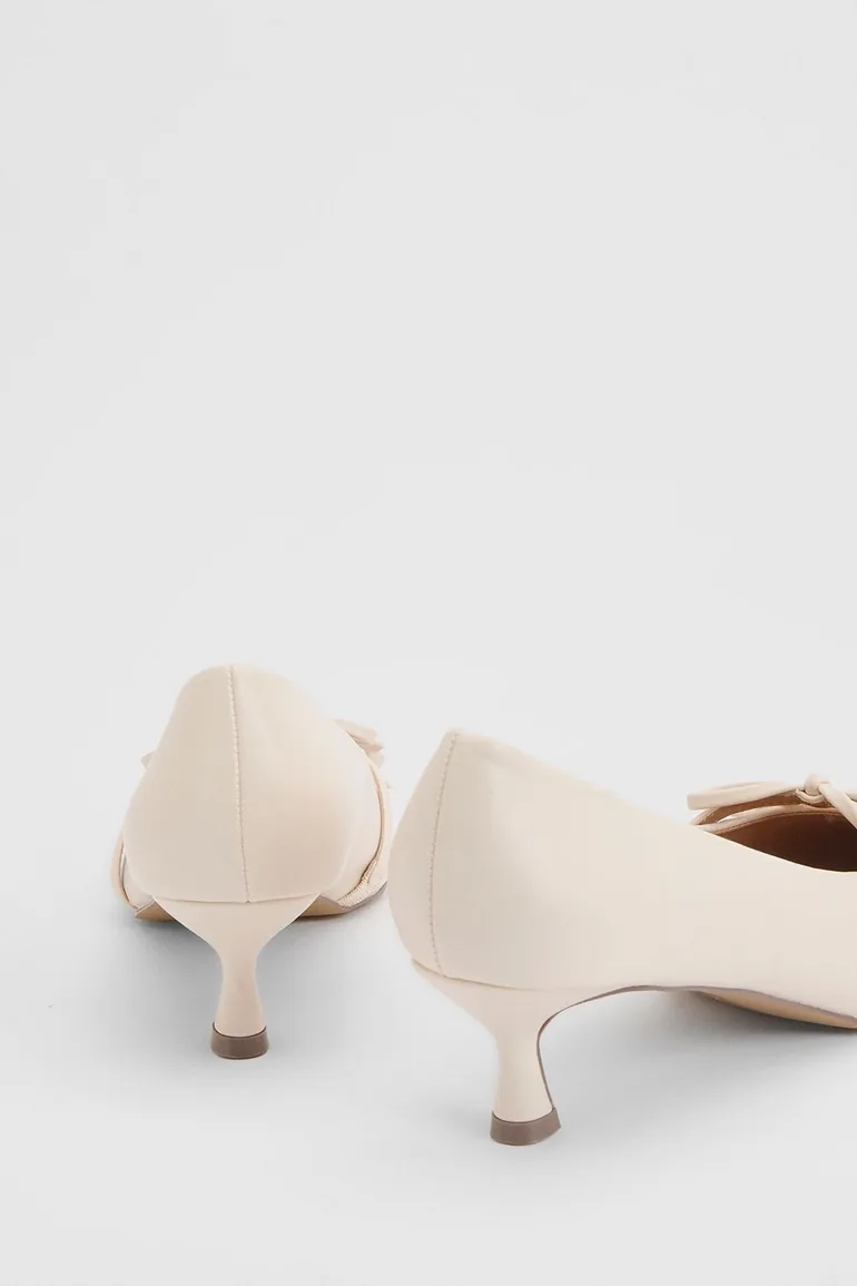 Rita Faux Leather Double Bow Mary Jane Kitten Heel Court Shoes - 3