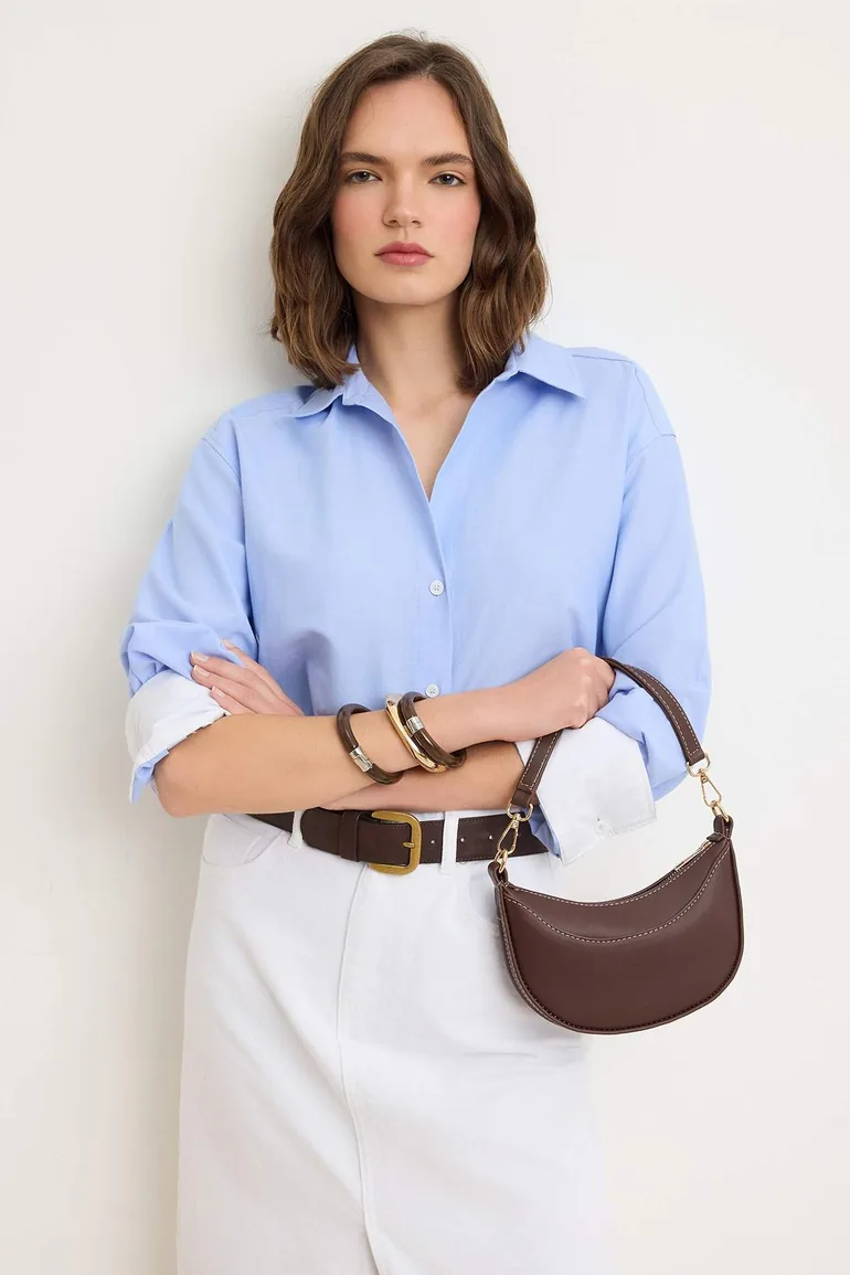 Brown Double Strap Women's Mini Shoulder Bag