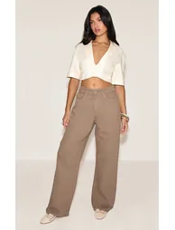 Cream Lightweight Woven Twist Cropped Shirt - 2