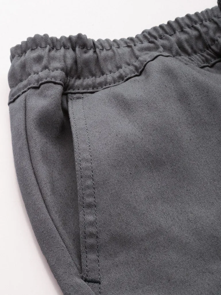 Men Grey Slim Fit Solid Joggers - 6