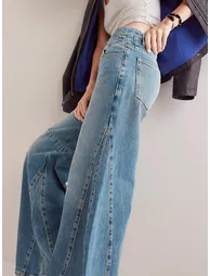 High Rise Wide Palazzo Leg Faded Jeans - 1