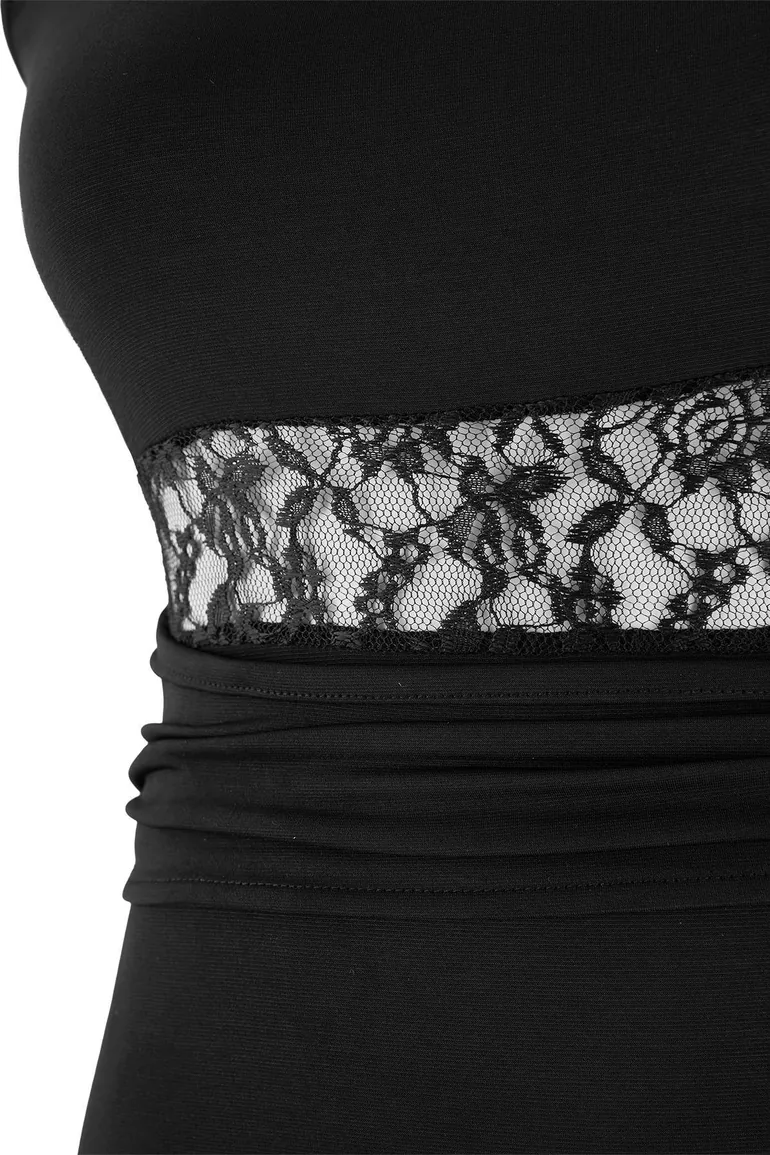 Black Lace Detailed Sheer Knitted Large Size Body - 2