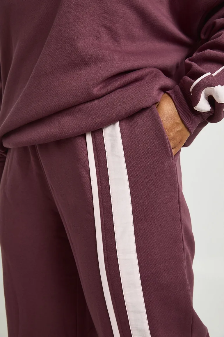 Plus Stripe Detail Straight Leg Jogger - burgundy - 3