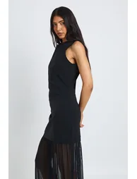 Tall Sheer Hem Sleeveless Maxi Dress - black - 1