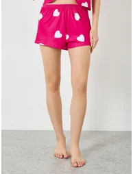 Pink Heart Print Top with Shorts Pyjama Set - 3