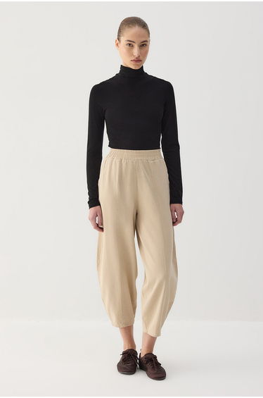 ELASTIC-WAISTED GABAARDINE BELL-BOTTOM PANTS product thumbnail 4