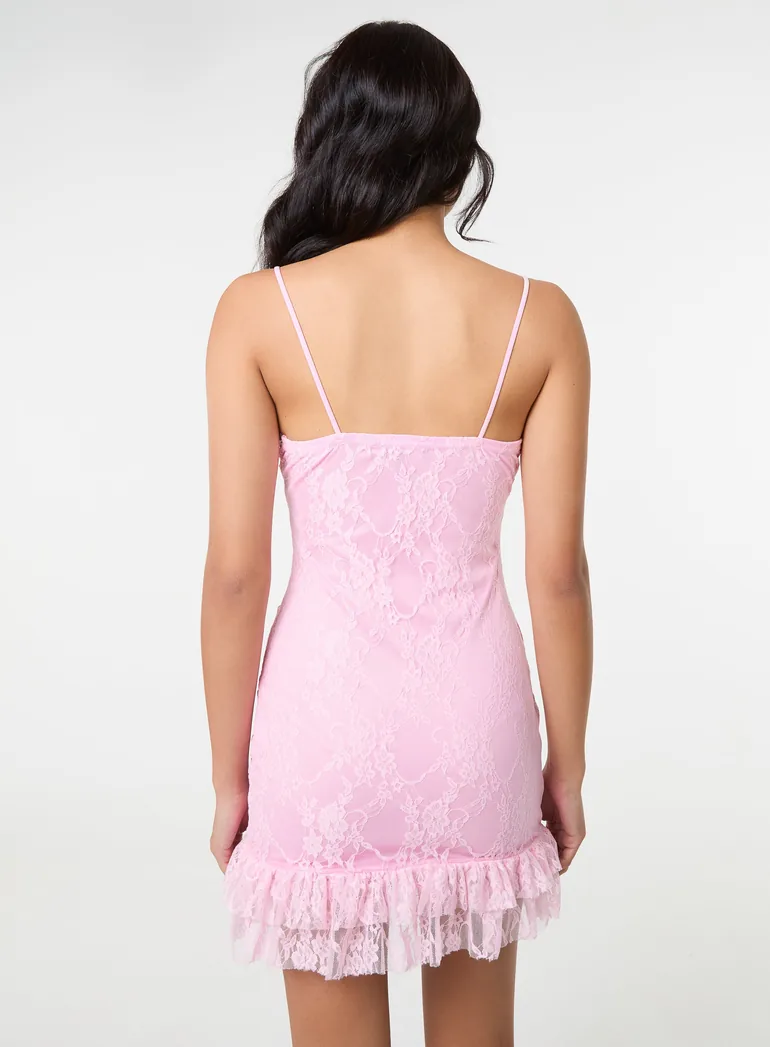 Lace Cami Ruffle Mini Dress - 3