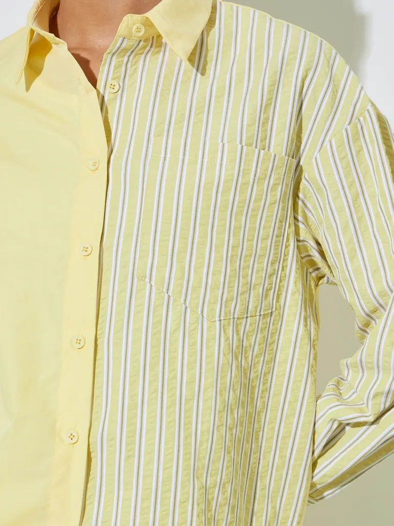 Yellow Striped Longline Shirt - 3