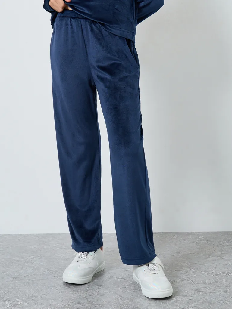 Teens Velour Embroidered Hoodie and Joggers Set - 4