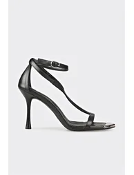 Black Leather Women's Sandals