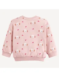 Dog/Cherry Print Fleece Crew Neck Sweatshirt - 2