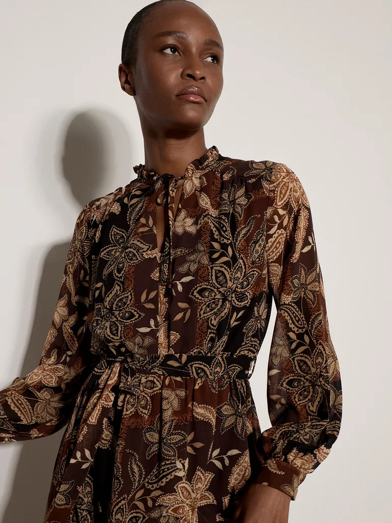 Patchwork Paisley Chiffon Maxi Dress - 1