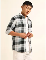 Men Grey Checked Casual Shirt - 2