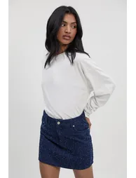Boucle Denim Mini Skirt - indigo - 2