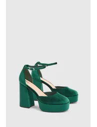 Faith: Cadence Velvet Closed Toe Chunky Platform Heeled Shoes