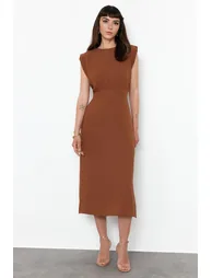 Brown A-line Woven Dress
