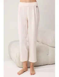White Striped Voile Woven Pajamas Set - 2