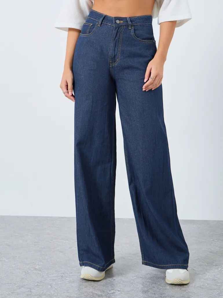 High Waist Wide Leg Jeans - 1