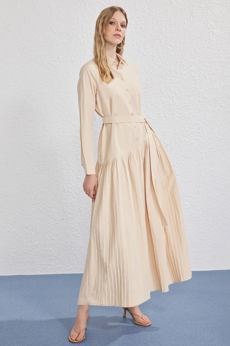 Stone Pleated Poplin Woven Dress - 2