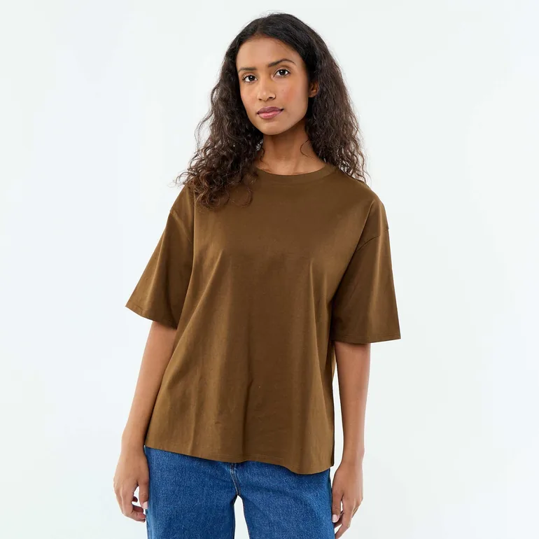 Oversized Round-Neck T-shirt BROWN - 2