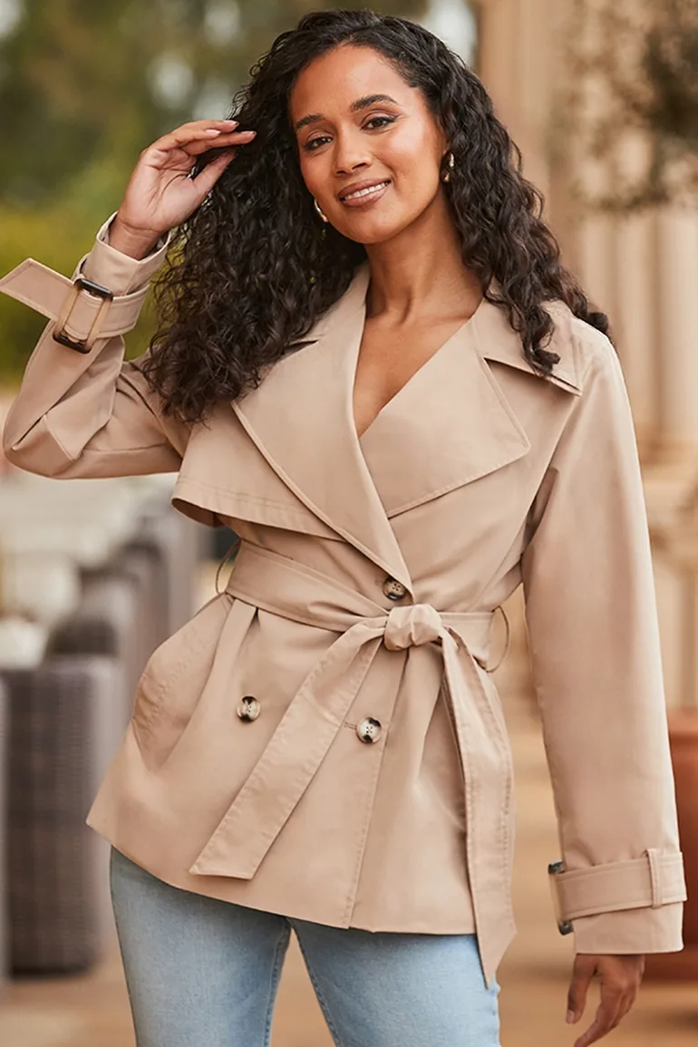 Stone Trench Coat With Pockets - 4