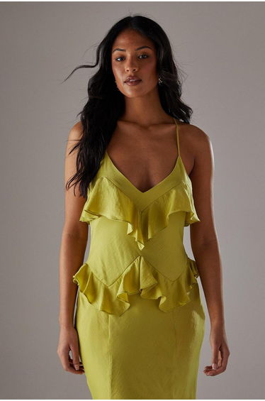 Ruffle Detail Bias Satin Dress product thumbnail 2