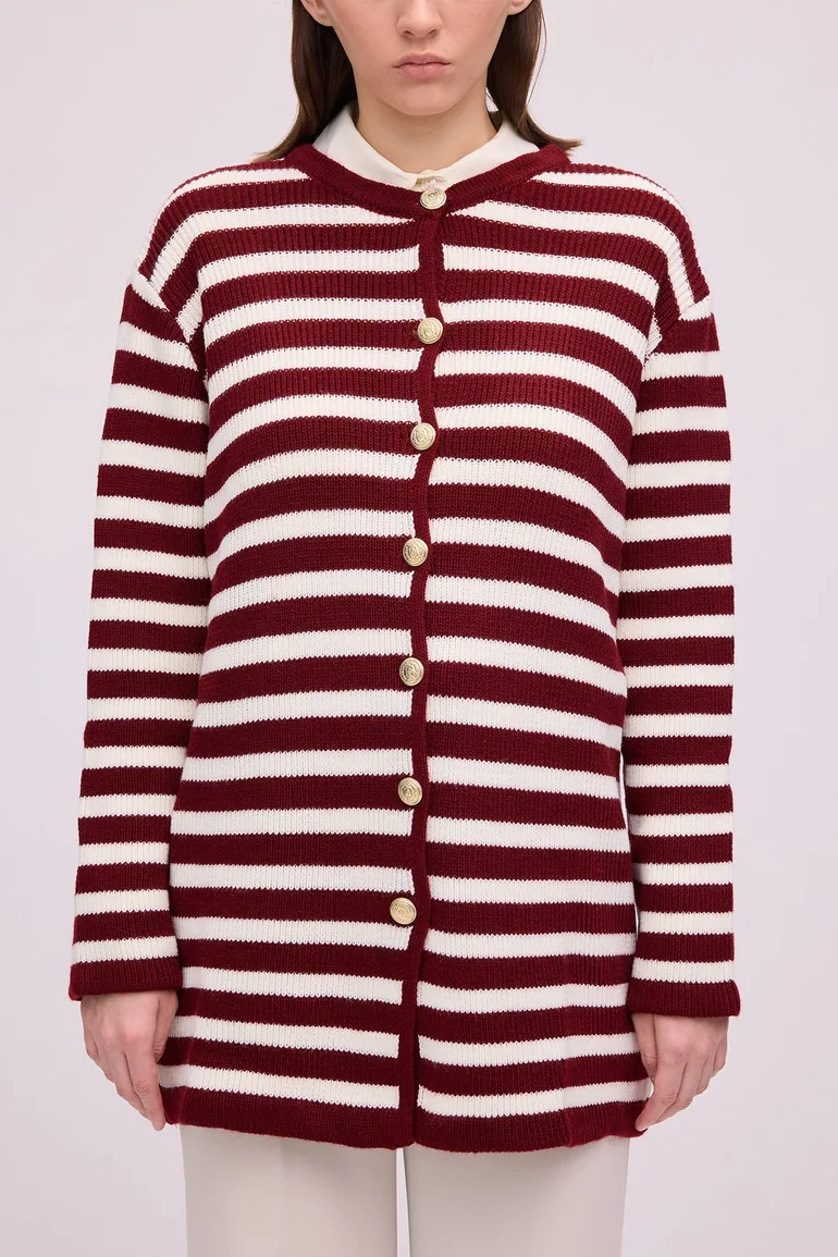 كارديغان مخطط بأزرار ذهبية  - 5