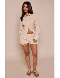 Petite Stone Check Puffball Shorts Co-ord - 2