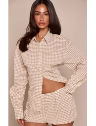 Petite Stone Check Puffball Shorts Co-ord - 1