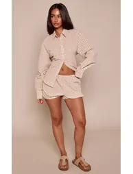 Petite Stone Check Puffball Shorts Co-ord