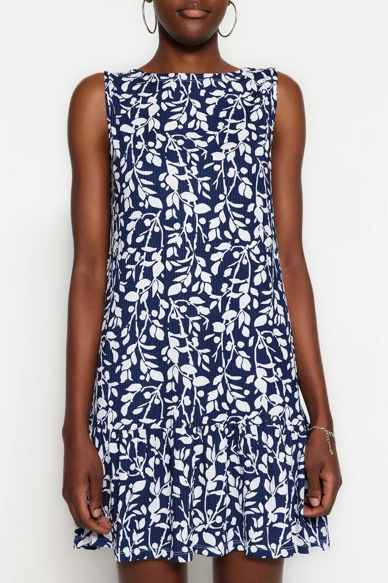 Dress - Blue - Ruffle hem - 3
