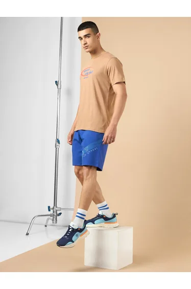 Men Brown Sports City Club Graphic Print Short Sleeve T-Shirt
