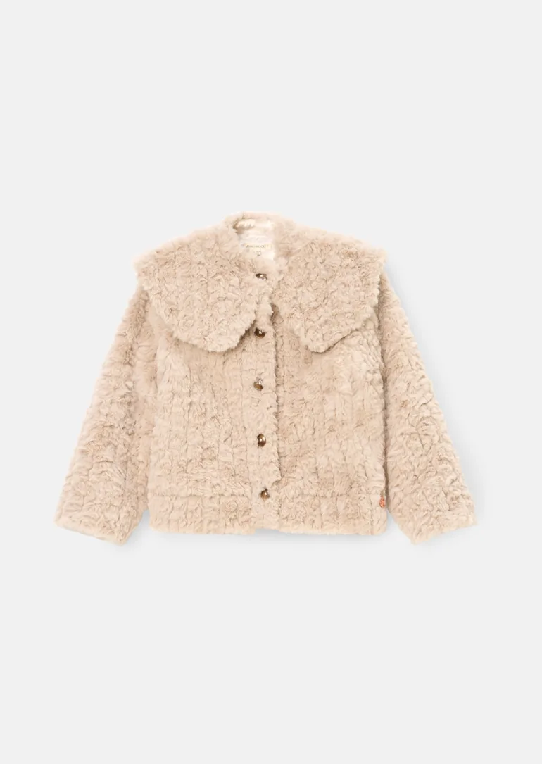 Cecile Cape Collar Fur Coat - Taupe - 4