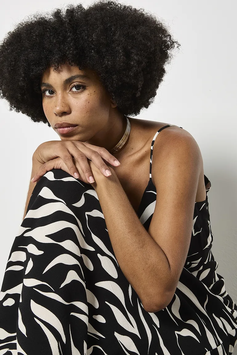 Animal Print Trapeze Cami Maxi Dress - 8